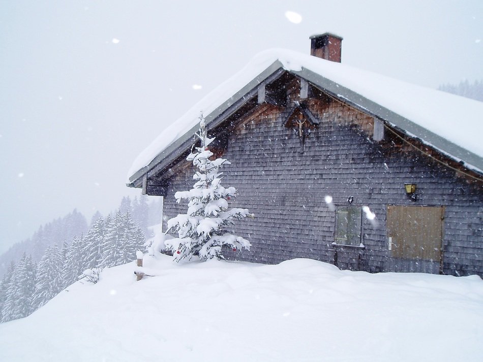 house in Beautiful winter landscape