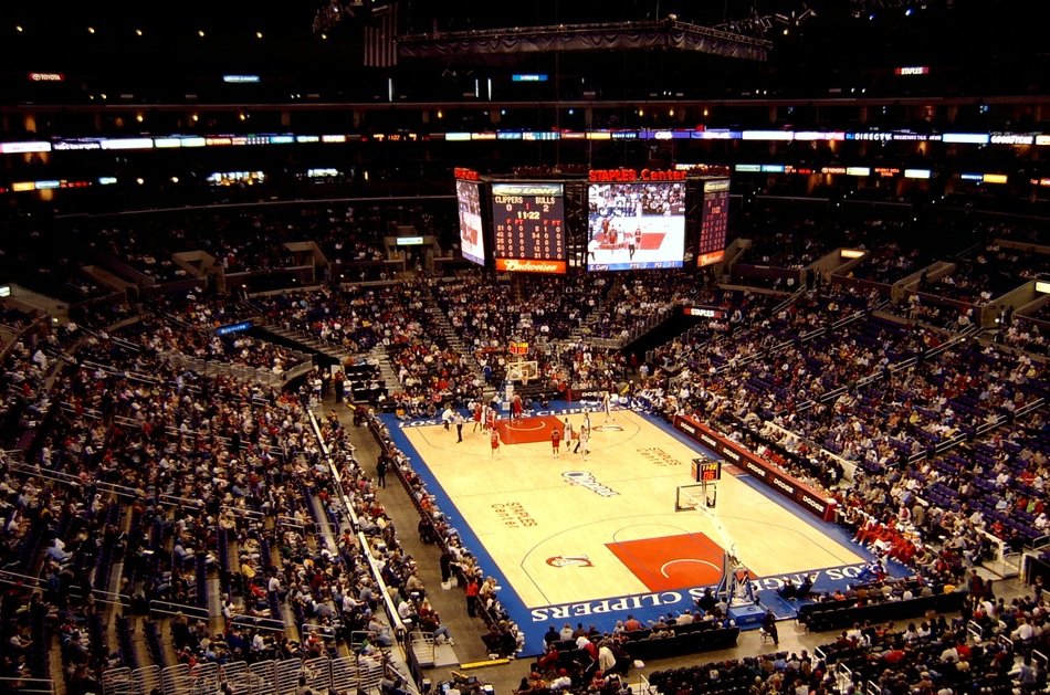 stands near the basketball arena