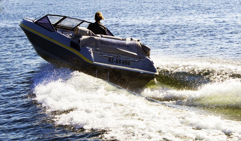 sports boat on the lake