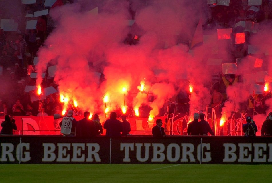 Football Stadium in fire