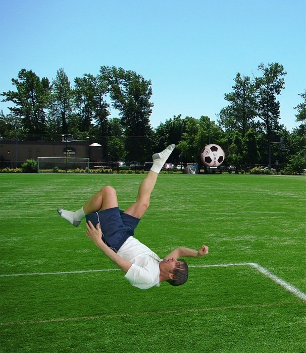 high jump in football over the field