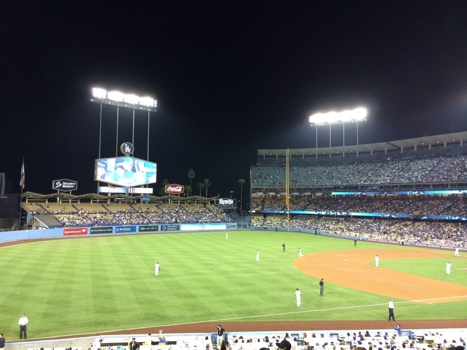 game on Dodger Stadium at night, usa, california, âLos Angeles