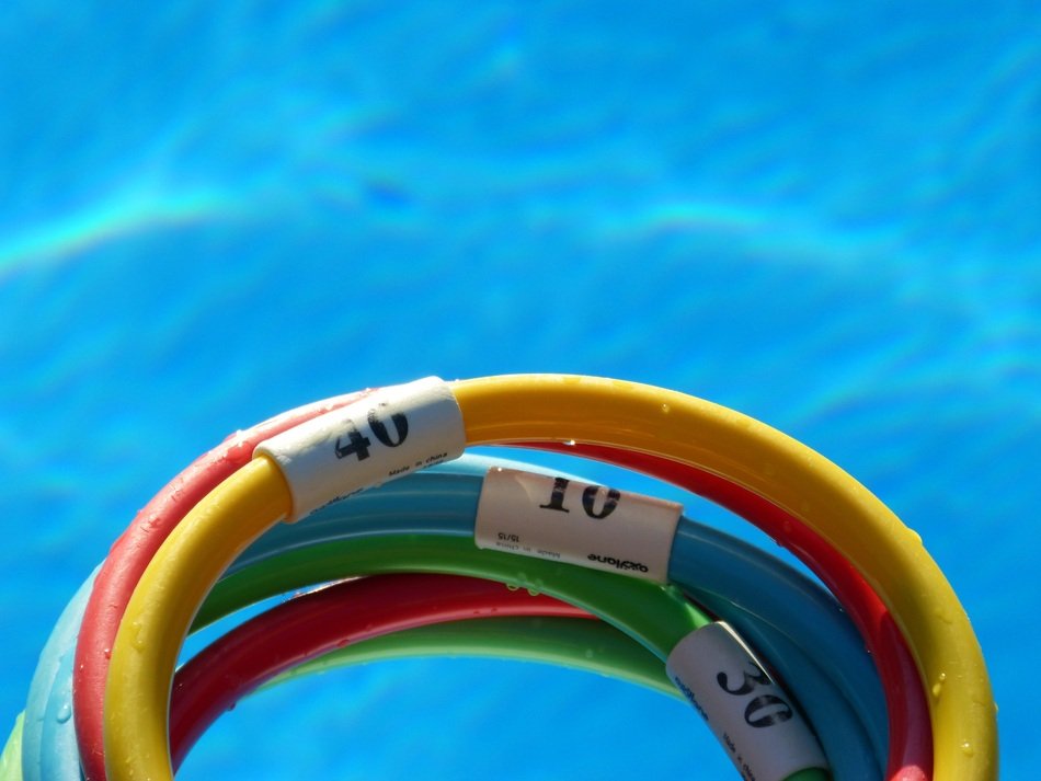 water hoops in the pool