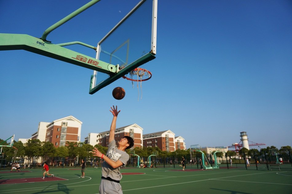 basketball court in the middle of the city