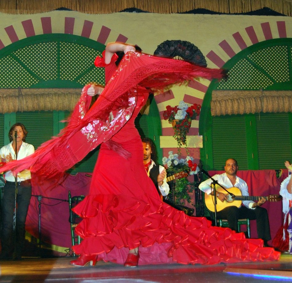flamingo dance in red dress