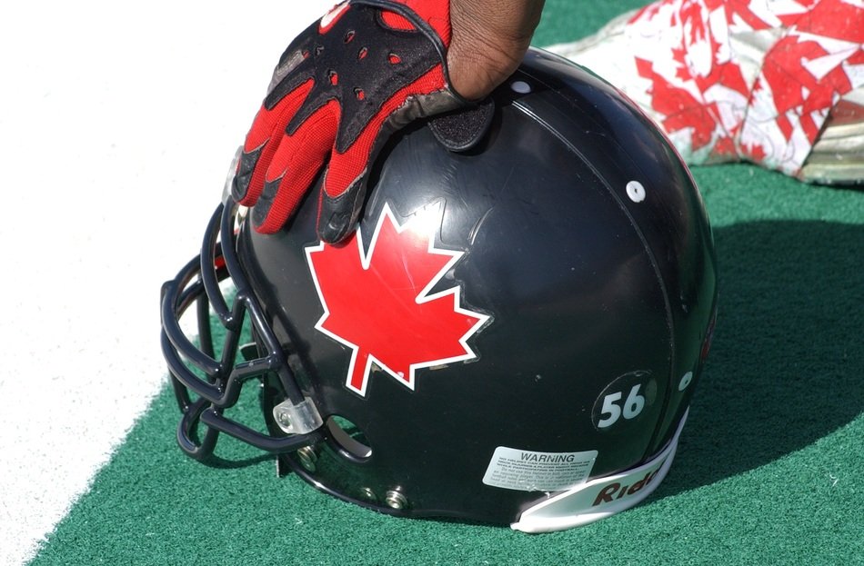 black helmet with canadian sign