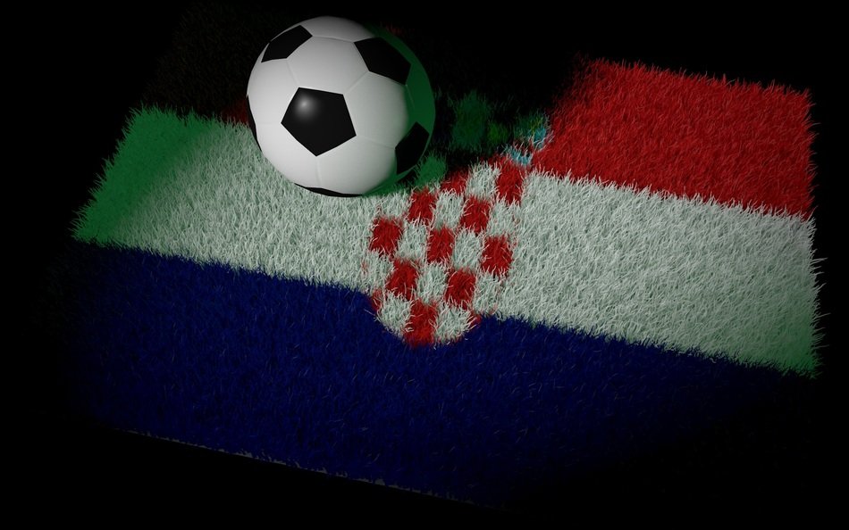 soccer ball on the carpet colors of the flag of Croatia