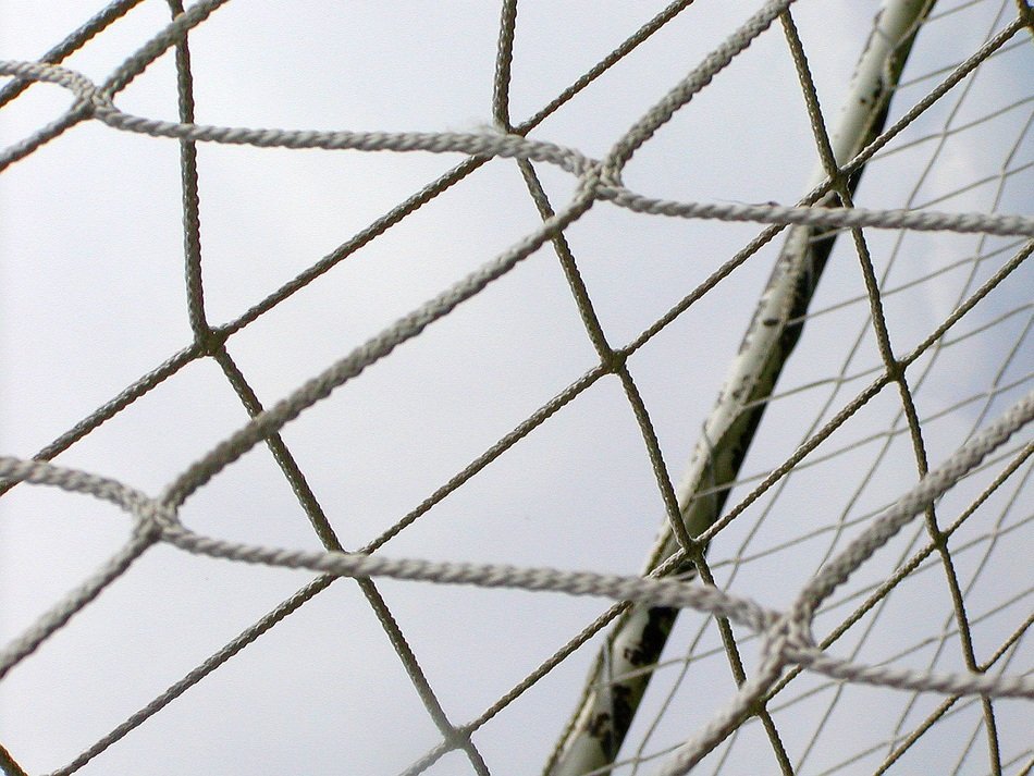Network Rope Tangled on a football field