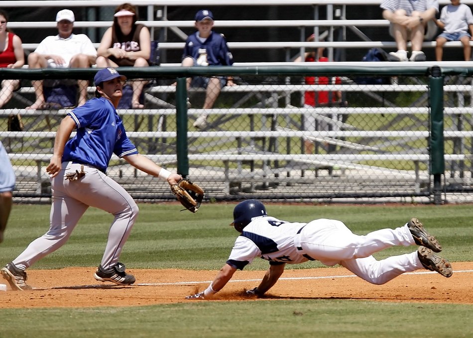 falling on a baseball court