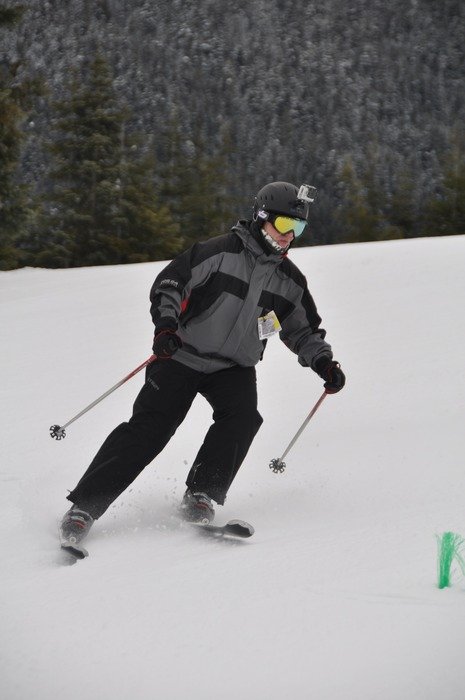 sliding skier in British Columbia