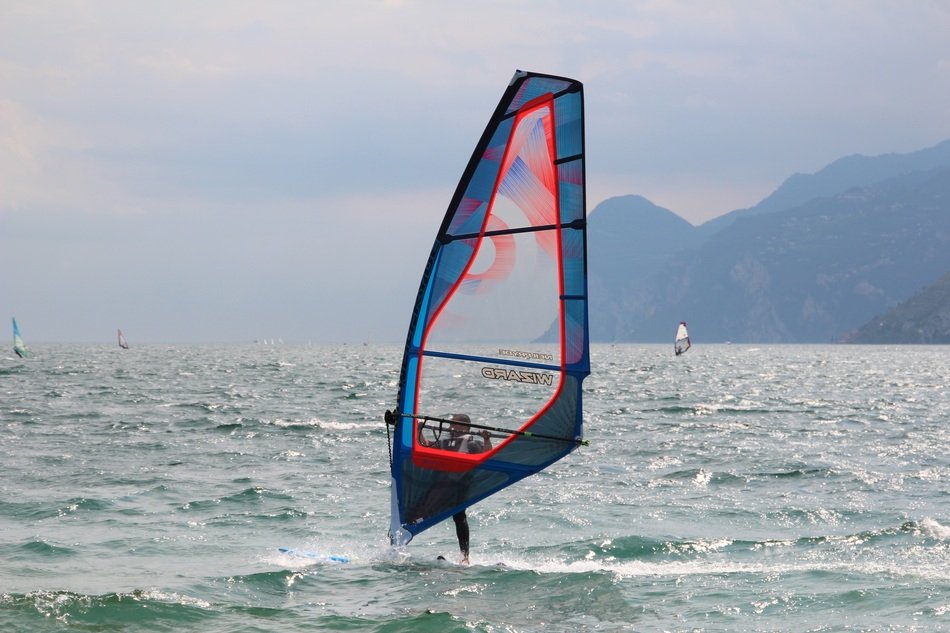 surfer on lake garda in italy