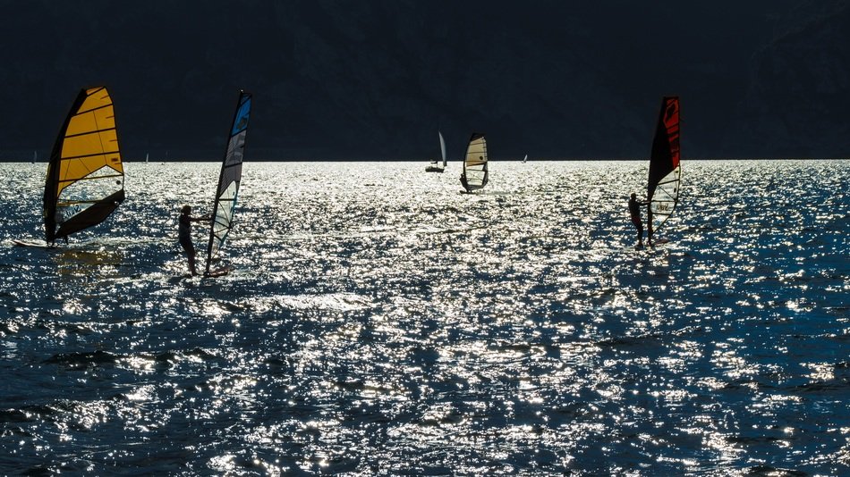 windsurfing under the bright sun