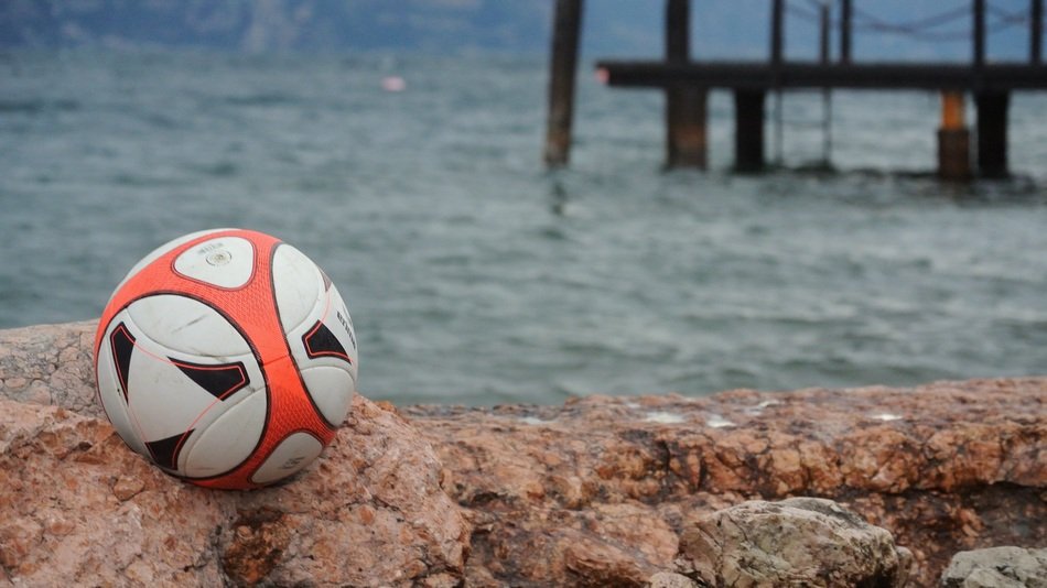 Ball Football on lake
