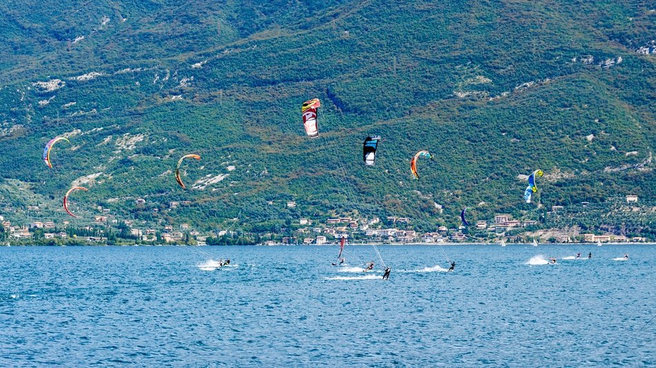kite surfing on the sea coast
