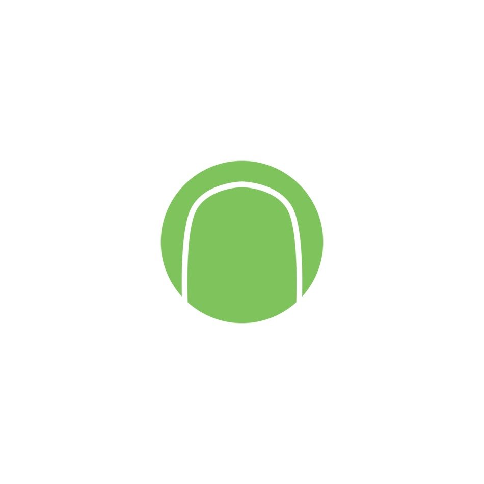 drawn green tennis ball on a white background