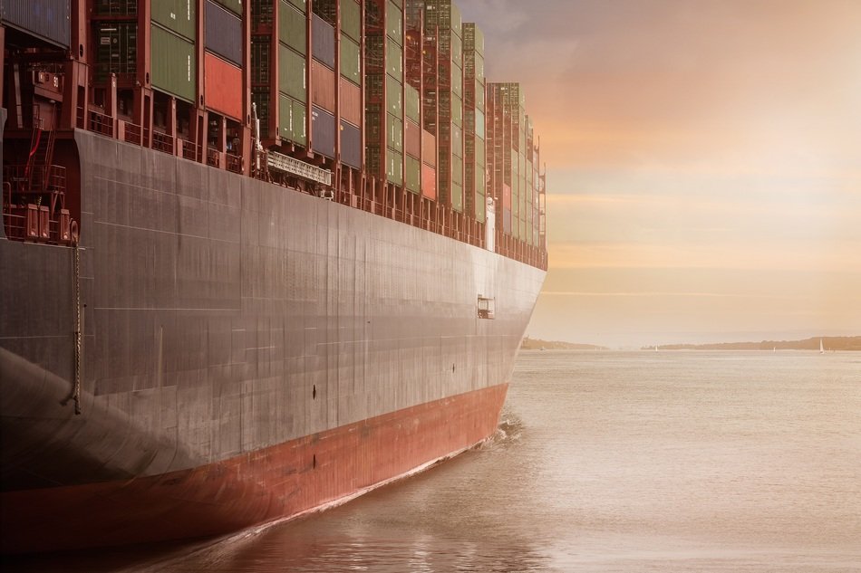 loaded container ship