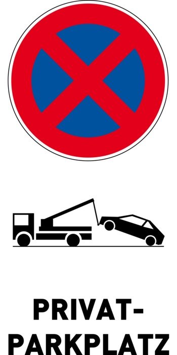 private parking road sign on white and black background