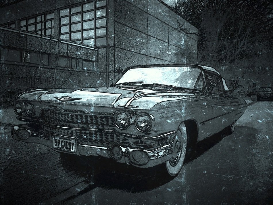 Monochrome picture of Beautiful vintage auto