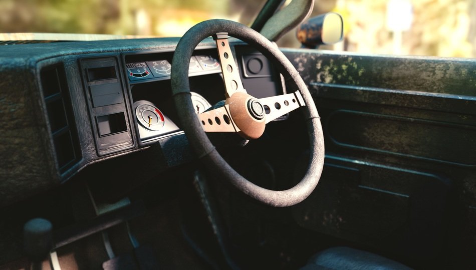 inside of old raster car