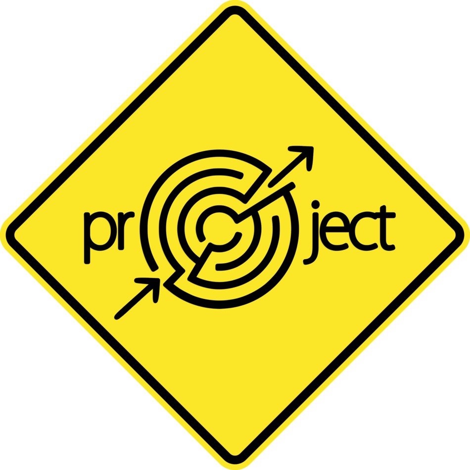 yellow road sign with text project