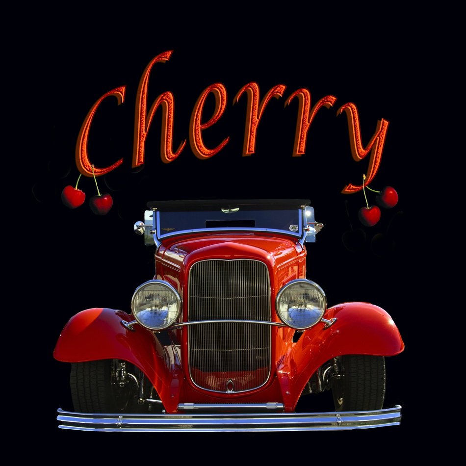 cherry car on black background
