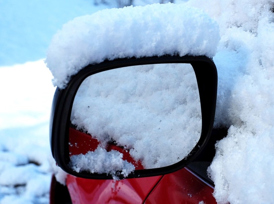 Car Mirror in the snow