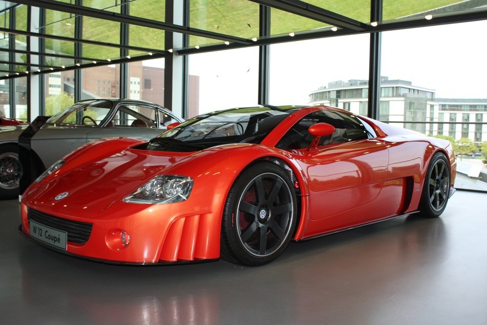 red sport car in VW museum in Wolfsburg