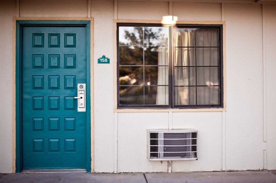motel door in California
