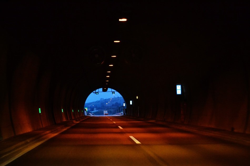Landscape with the light in the tunnel