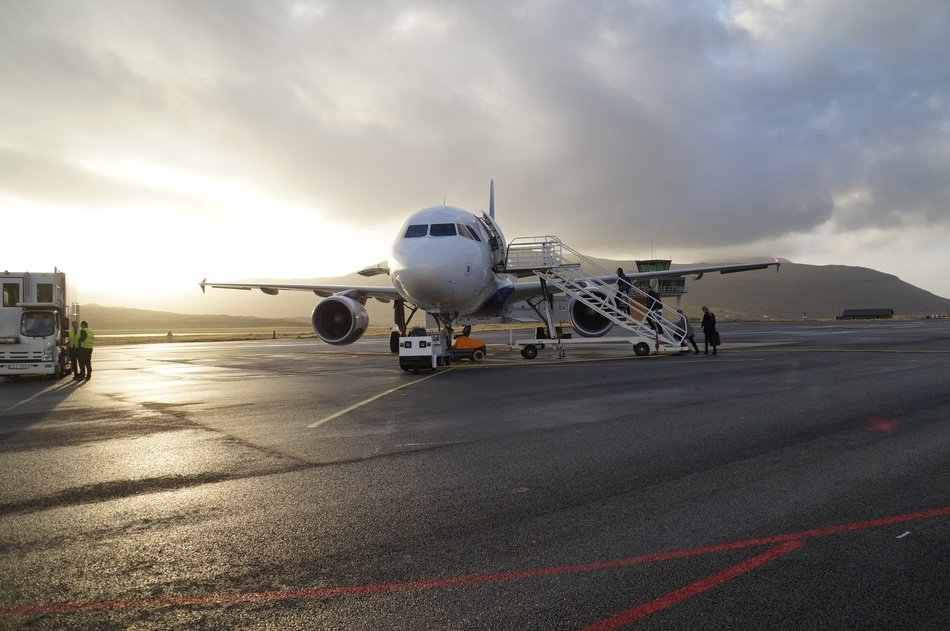 airplane on park position in Airport