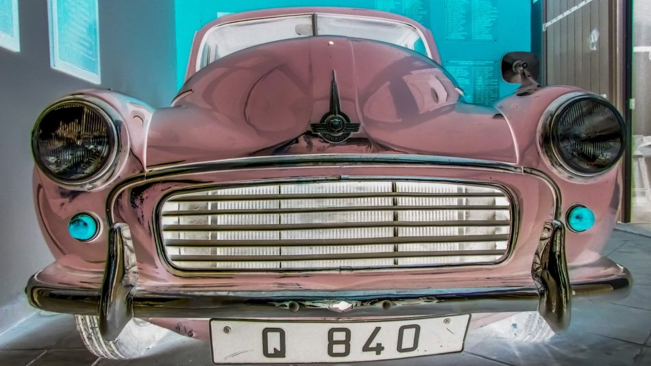 antique pink car