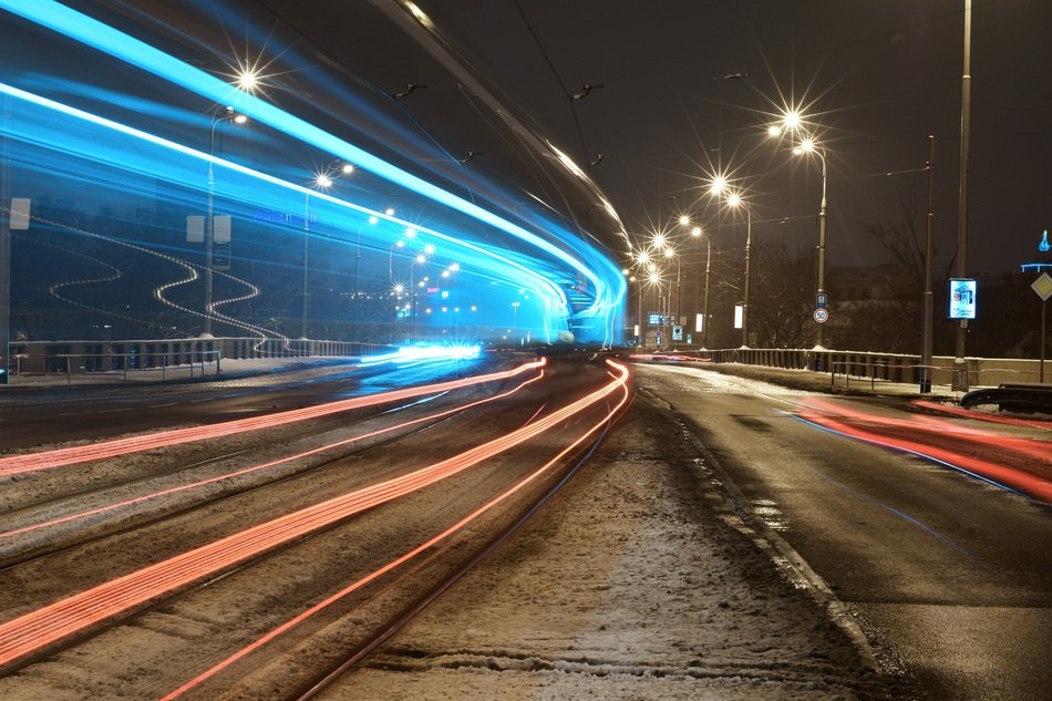 Landscape with the lights in Prague
