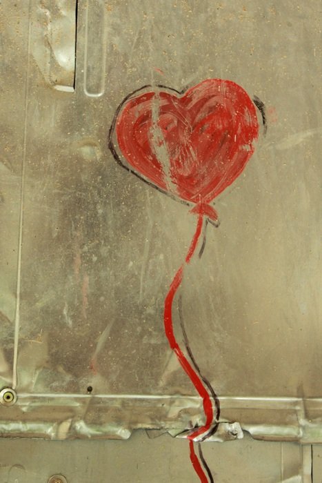 Drawn red heart on the wall