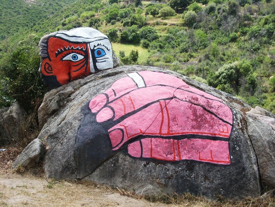 street art as a lying man in sardinia