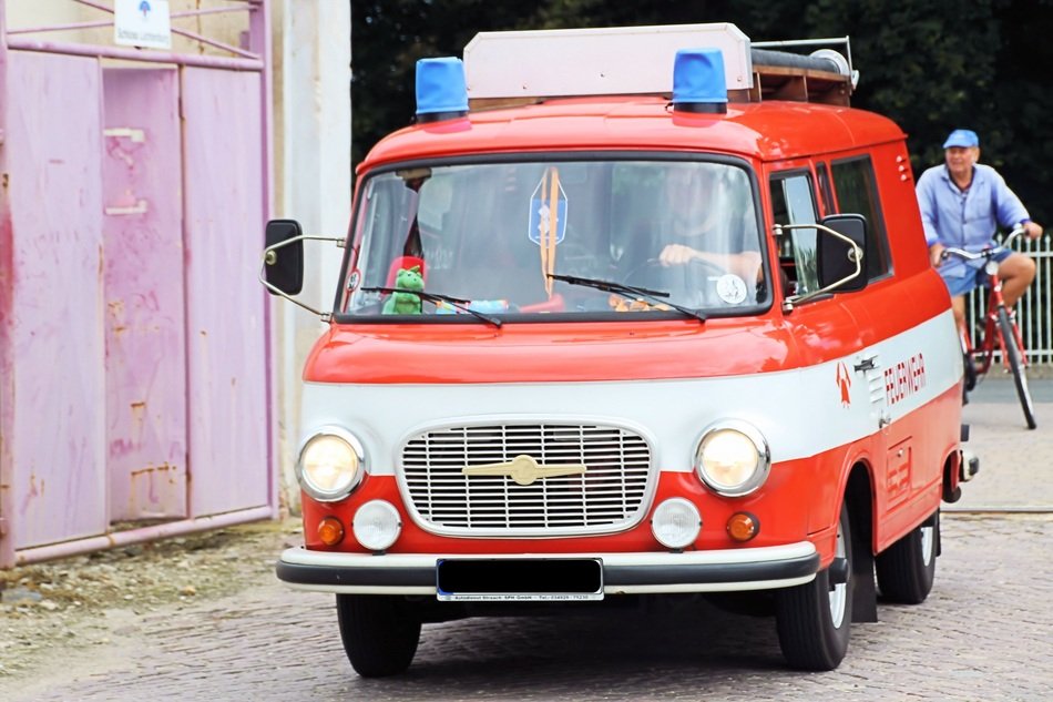 Vintage red fire mashinra in Germany