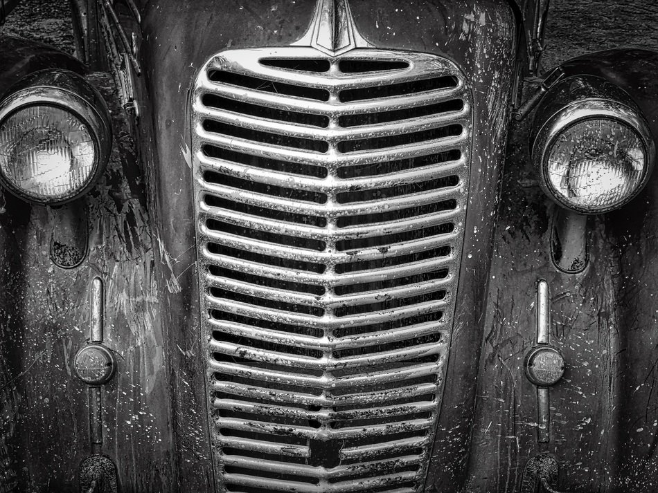radiator of a vintage car close-up