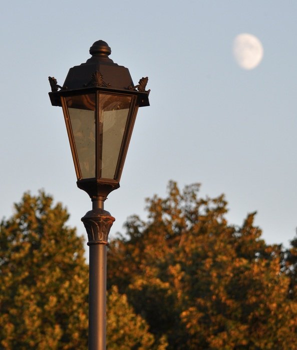 Lantern on a street in the evening