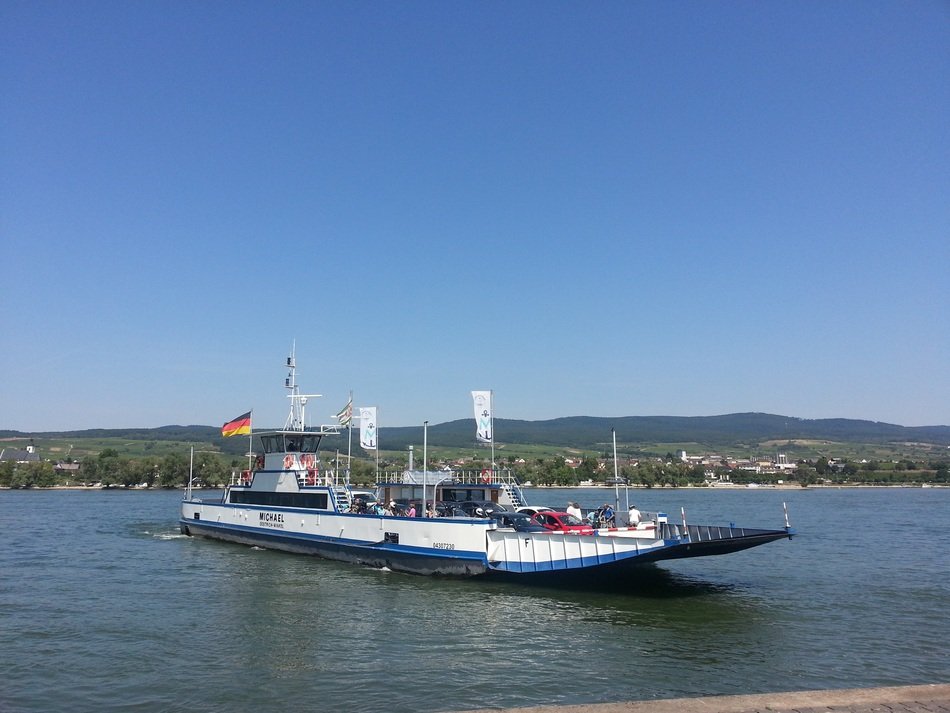 car ferry on the river Rhine