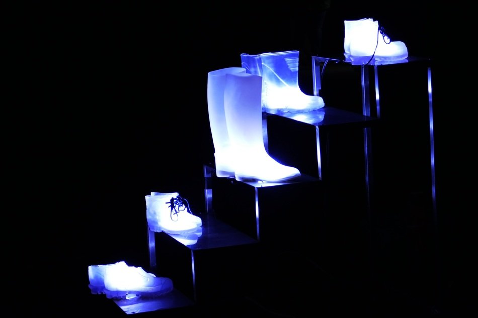 Shoes in the lights in the dark