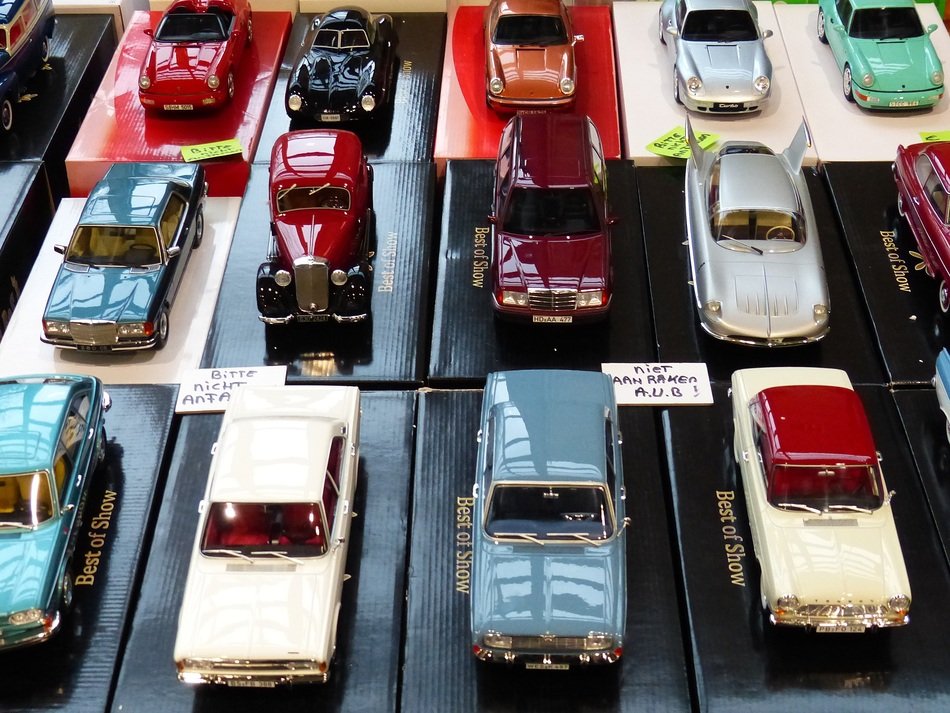 Beautiful shining models of the retro cars