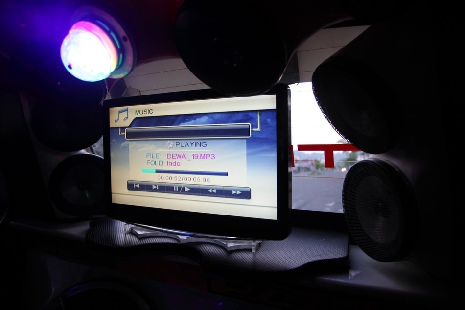 monitor in public transport in Padang, Indonesia