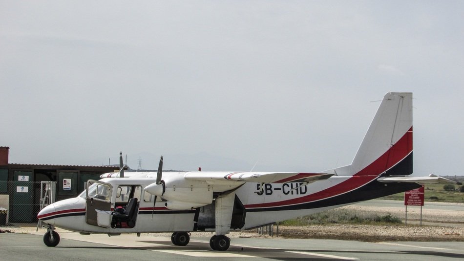 Airplane at the airport in Cyprus