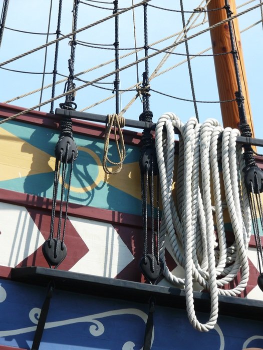 ropes on board of Old Sail Vessel