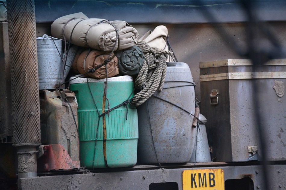 packing buckets on the truck