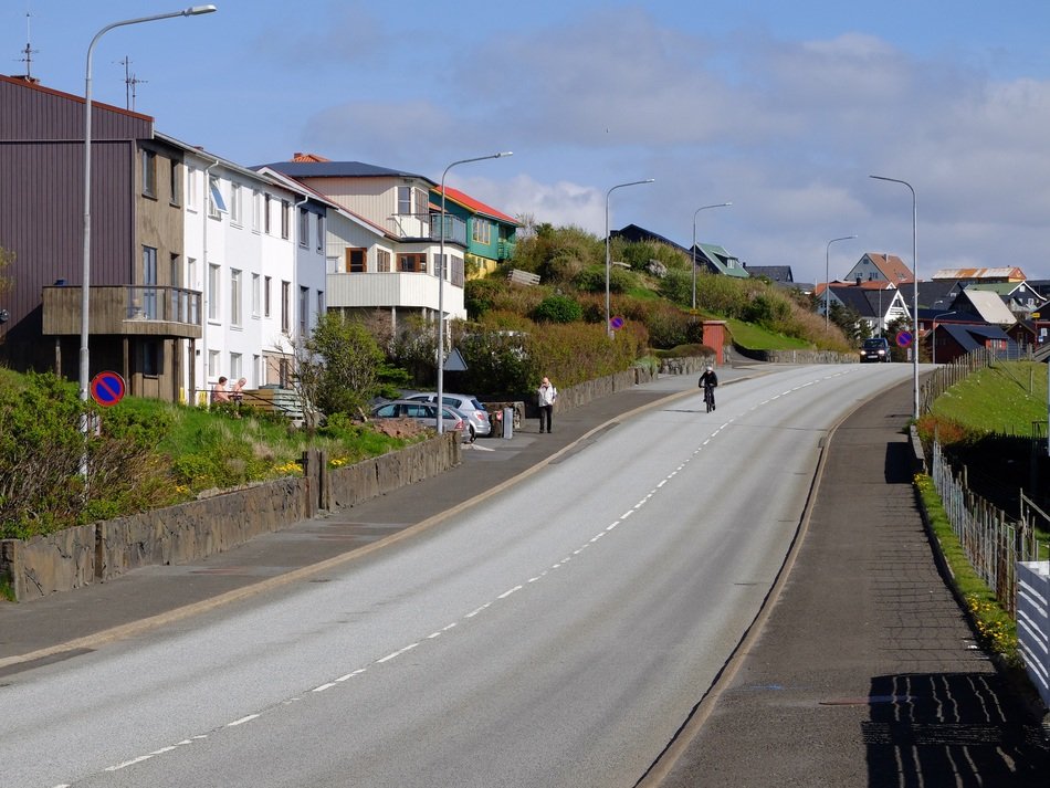 motorcyclist on the road in Torshavn