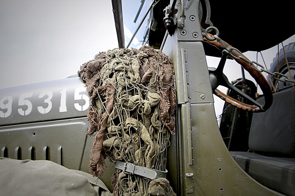 cabin of oldtimer Army Truck, detail