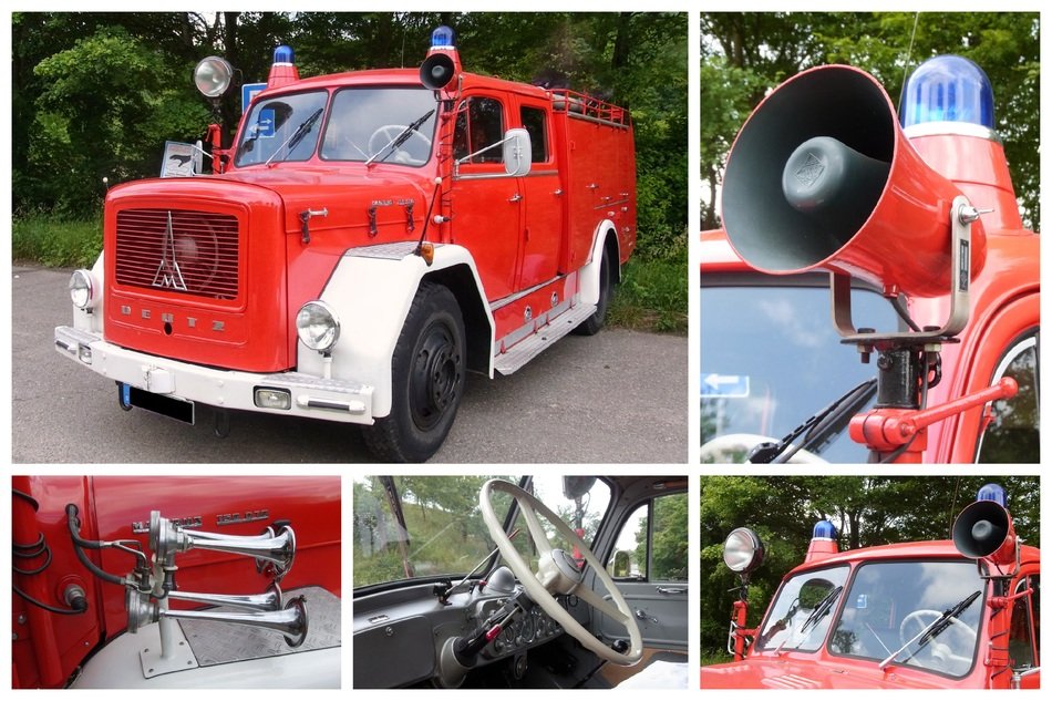 collage with pictures of firetruck