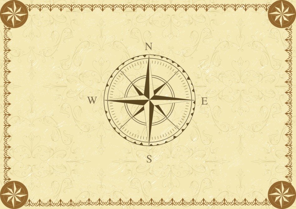 Vintage frame with Compass in center