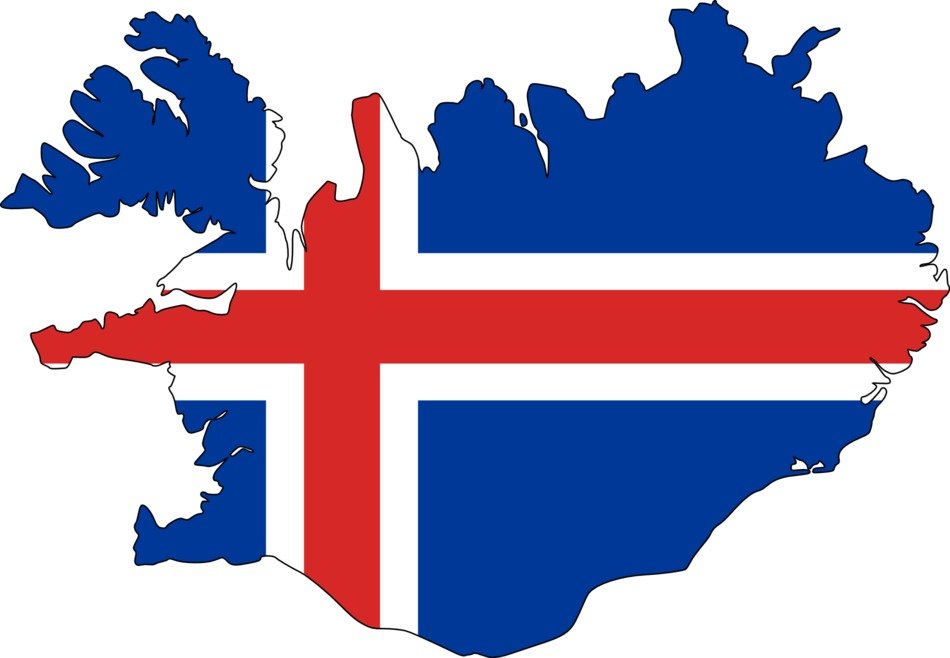 flag of iceland on the map