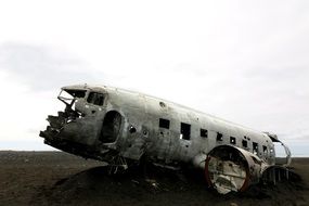 black and white photo of an emergency landing of an aircraft